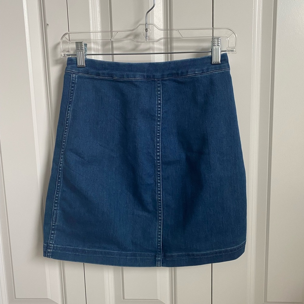 Free People Denim Zip-Front Skirt - Picture 3 of 8